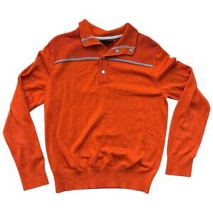 Banana Republic Men's Orange & Gray Merino Wool Blend 1/4 Button Sweater Size M